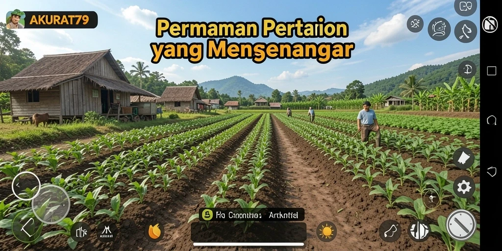Gameplay AKURAT79 yang menggambarkan kegiatan bertani yang menyenangkan.