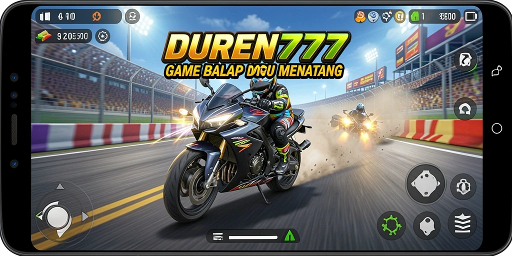 Screenshot gameplay DUREN777 menampilkan aksi balap motor yang mendebarkan.