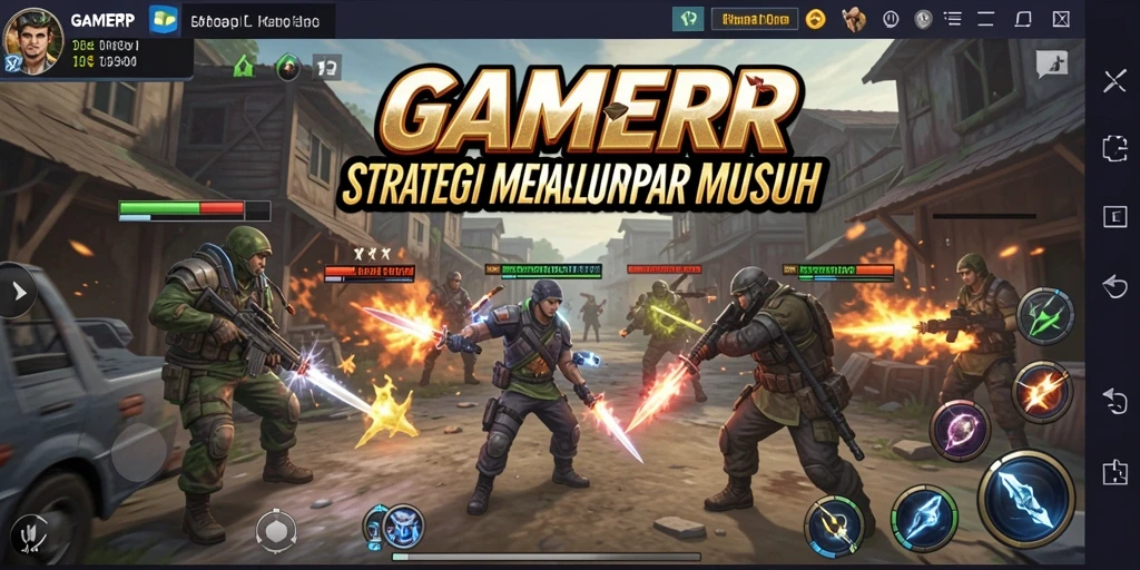 Tampilan gameplay GAMERP yang memukau dalam pertempuran strategi.