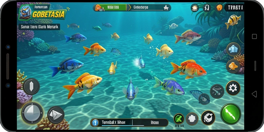Gameplay seru GOBETASIA dalam menembak ikan.