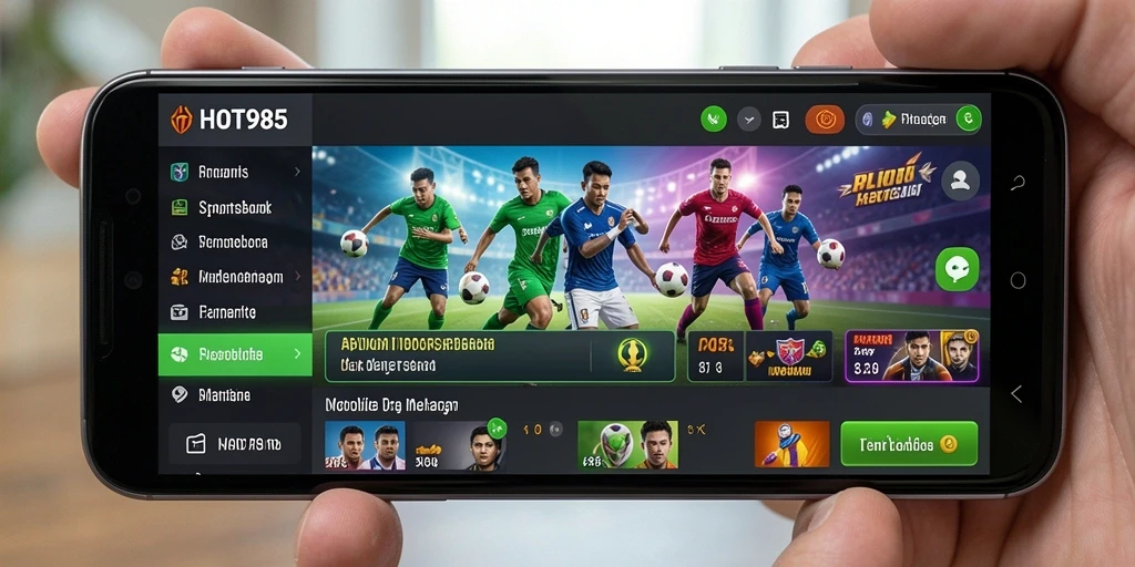 Screenshot HOT985 menampilkan tampilan antarmuka yang menarik untuk taruhan olahraga.
