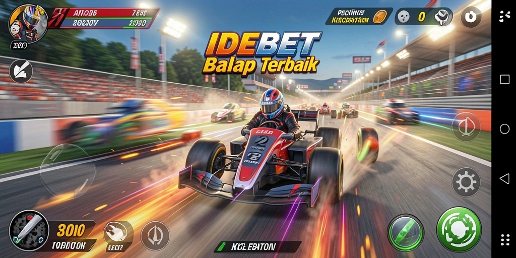 Tampilan utama gameplay IDEBET yang mendebarkan dan penuh aksi balap.