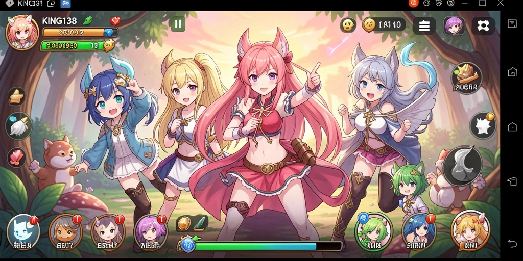Tampilan gameplay KING138 dengan karakter Anime yang dinamis.