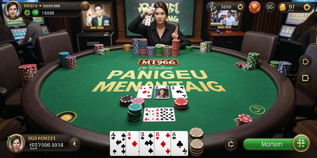 Screenshot gameplay MT966 yang menampilkan aksi poker seru.