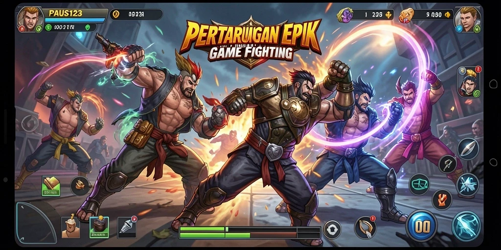 Tangkapan layar gameplay PAUS123 menampilkan pertarungan yang mendebarkan dan karakter yang menarik.