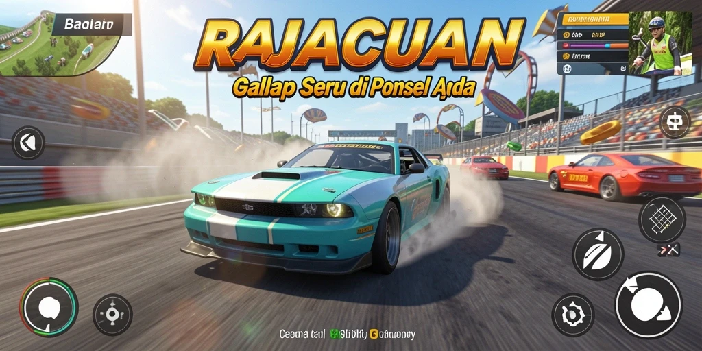 Tangkapan layar gameplay RAJACUAN yang menampilkan balapan seru.