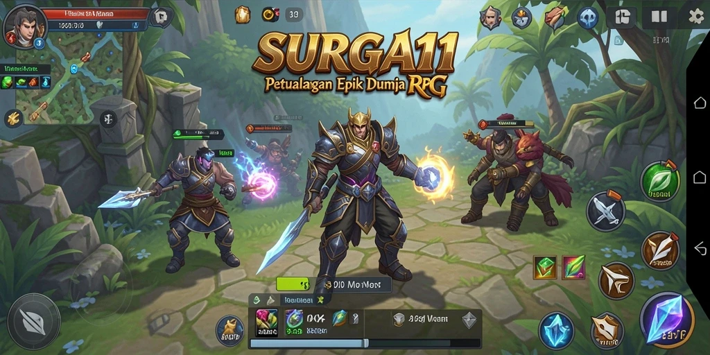 Tampilan gameplay SURGA11 yang menampilkan pertarungan seru dan eksplorasi mendalam.