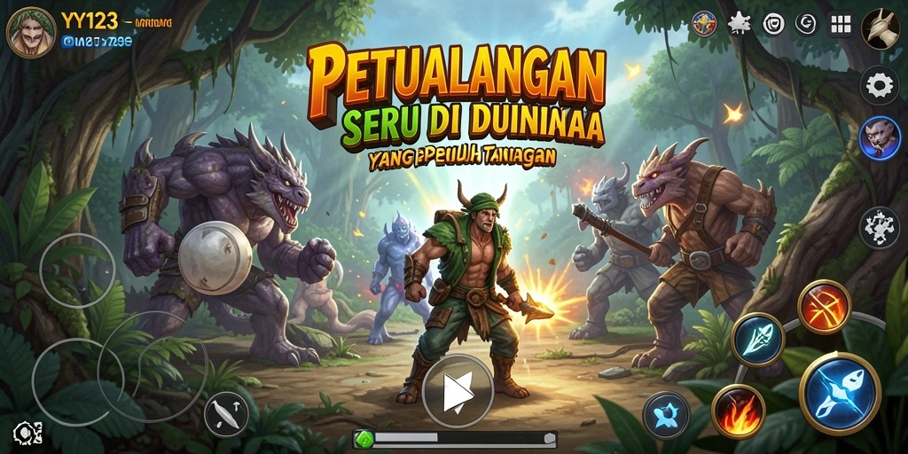 Screenshot gameplay YY123 menunjukkan aksi seru di dunia petualangan.